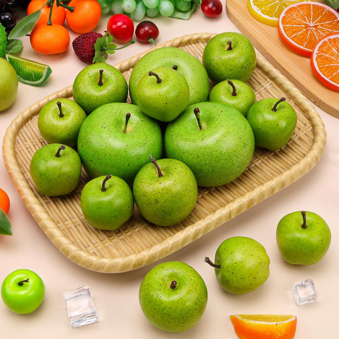 Gresorth 15 Stück Künstliche Grün Apfel Dekoration Gefälschte Obst Modell Realistisch Simulation Gem