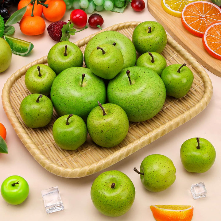 Gresorth 15 Stück Künstliche Grün Apfel Dekoration Gefälschte Obst Modell Realistisch Simulation Gem