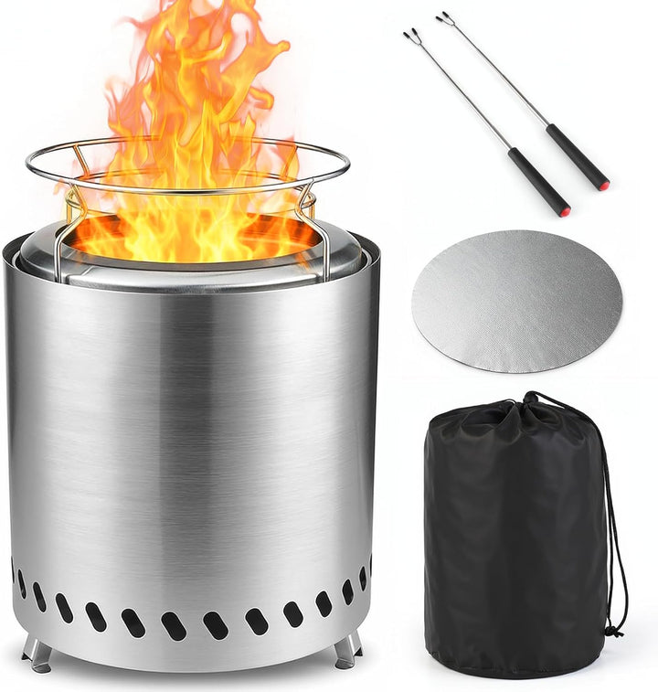 SMOOL 22cm Rauchfreier Tischfeuerkorb aus Edelstahl, Tragbarer Camping Feuerkorb für Outdoor & Terra