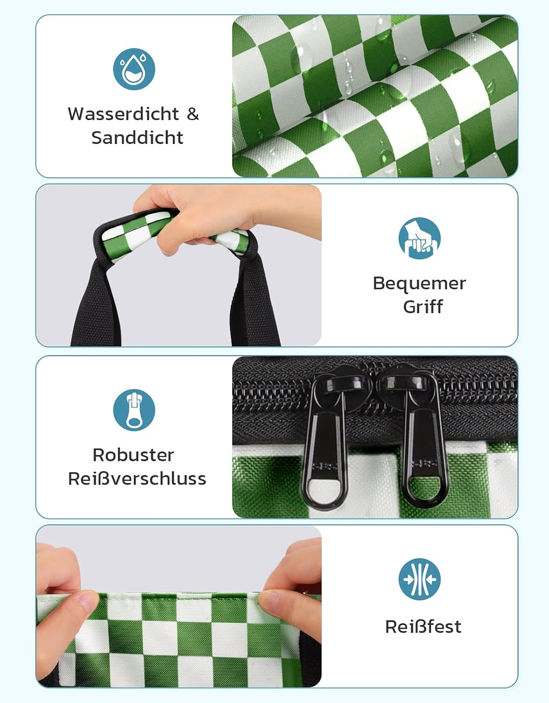 ISEYOU Strandtasche XXL Familie mit Kühltasche, Gross Strandtasche mit Reissverschluss Wasserdicht S