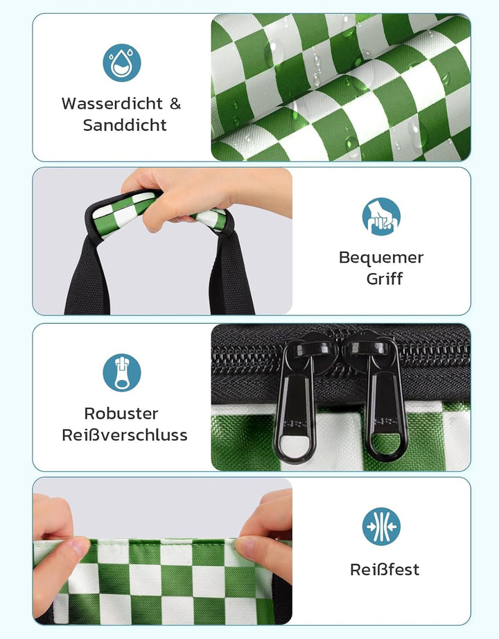 ISEYOU Strandtasche XXL Familie mit Kühltasche, Gross Strandtasche mit Reissverschluss Wasserdicht S