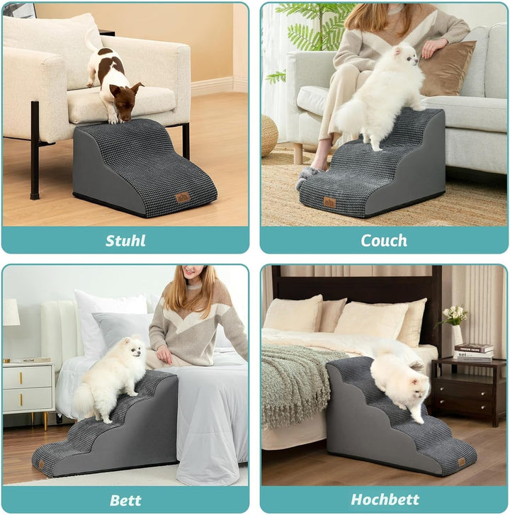 Hundetreppe für Kleine Hunde 57cm, Haustiertreppe für Hochbett aus Hochdichtem Schwamm, Hunde Treppe