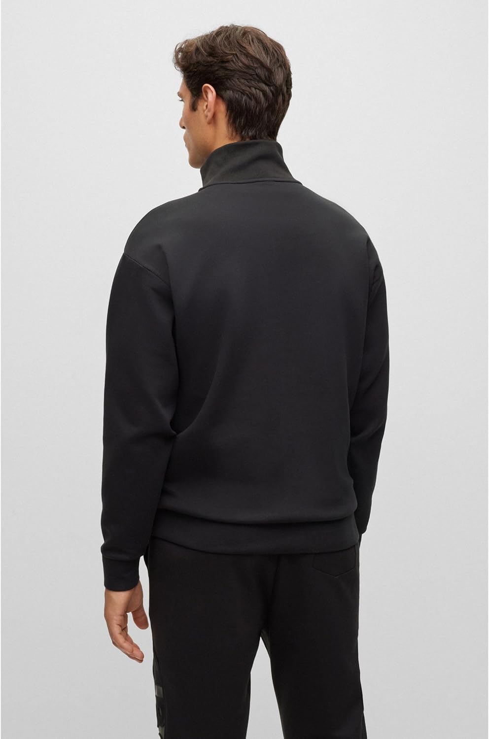 BOSS Herren Selwyn Relaxed-Fit Sweatjacke mit Reissverschluss und Logo-Prägung, Black1