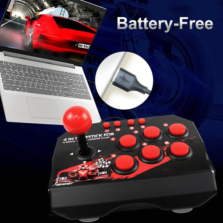 Universal Arcade Fight Stick für Switch/PC/PS3, mit USB Port, Ergonomisches Design, Schwarzes und Ro