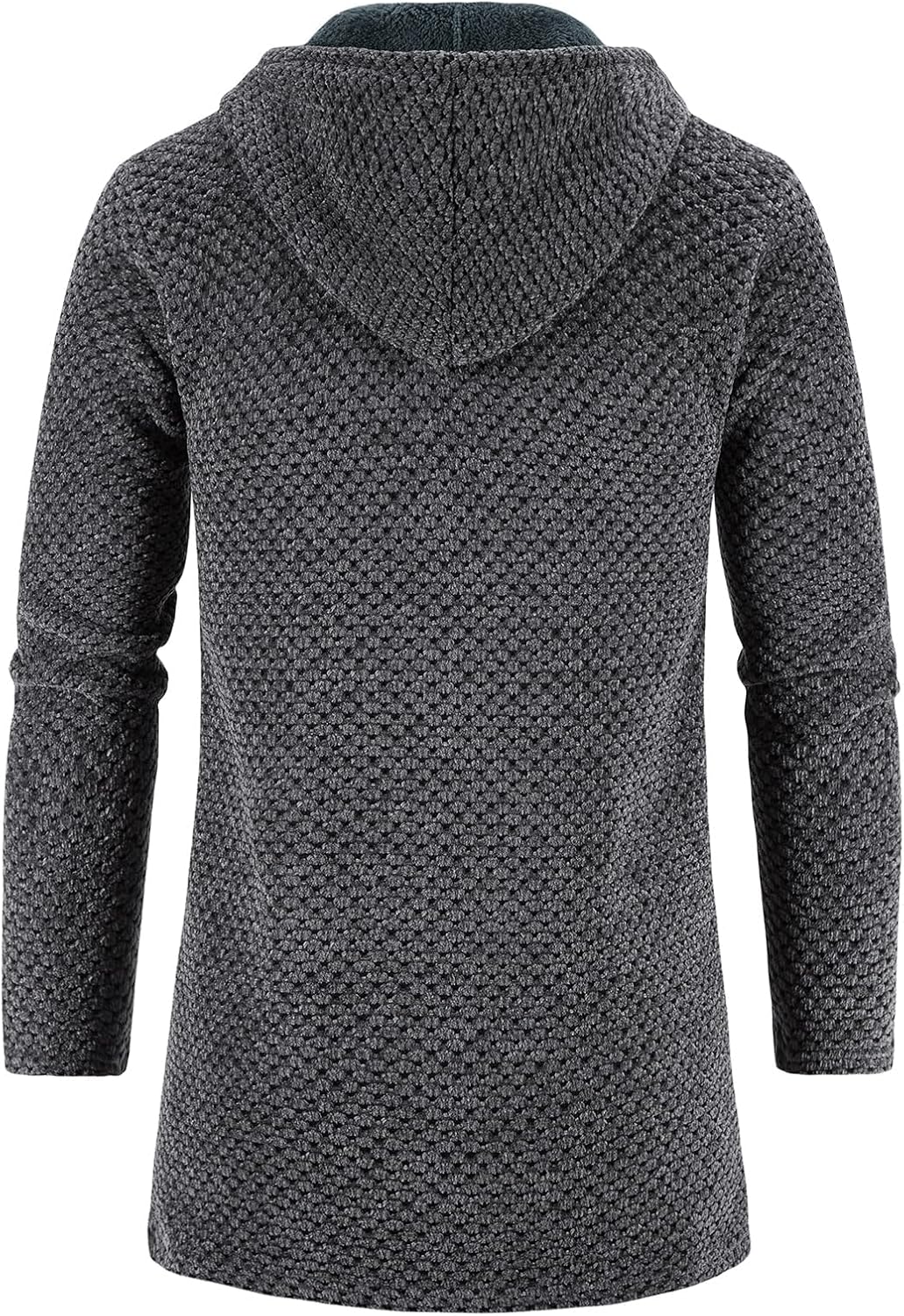 KUDORO Strickjacke Herren Cardigan Lang Trachtenjacke Kapuze mit Kapuze Gestrickt Pullover Hoodie Wi