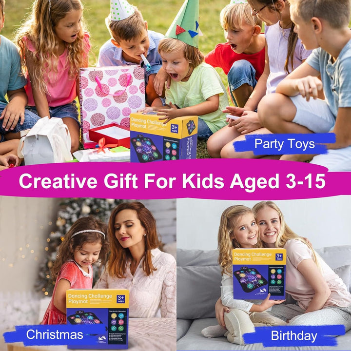 Kinder Tanzmatte mit Aufladbar Akku, Dance Mat mit 6 Beleuchtete Pfeilen & Bluetooth, Elektronisch M