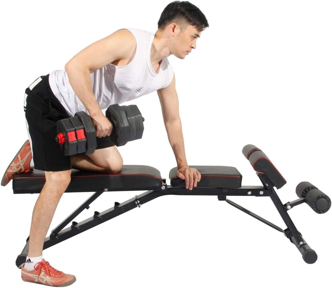 SogesHome Hantelbank für Zuhause, Training, Fitnessstudio, Gewichtheben, Sit-Up, Bauchmuskelbank, fl