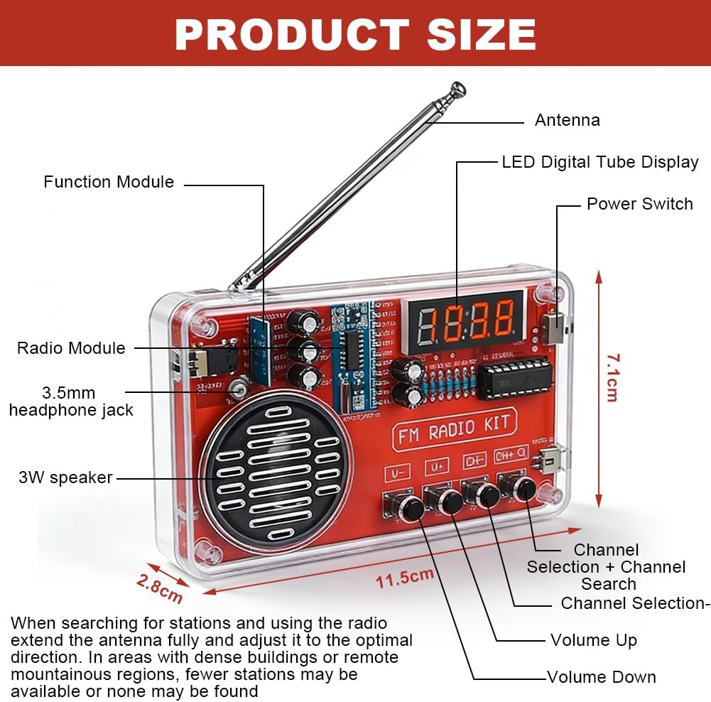 Löten DIY Elektronische Kits Digitalradio, Lötpraxis-Kit mit Digitaler Anzeige für HD-Radio, DIY Ele