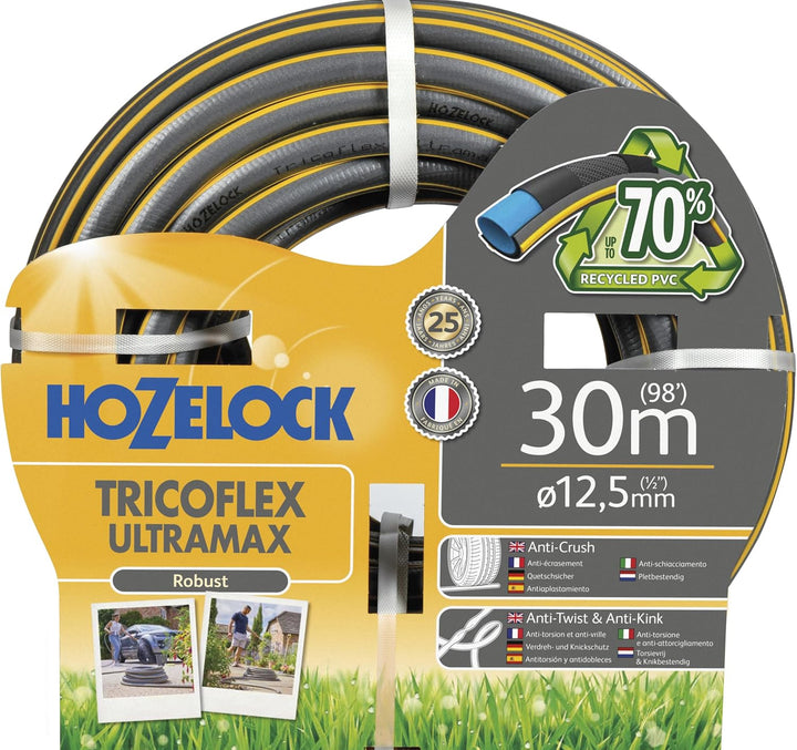 HOZELOCK - Ultramax Schlauch 12,5 mm x 30 m, bis zu 70% recyceltes PVC, robust, witterungsbeständig,