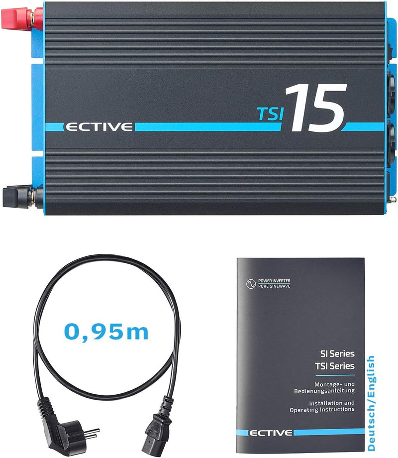 ECTIVE Reiner Sinsus Wechselrichter TSI 15-1500W, USB, 24V auf 230V, Überlastschutz, Überhitzungssch