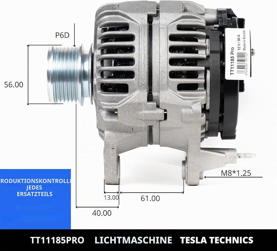 TT11185 PRO. LICHTMASCHINE 12V, alternator 90A, kompatibel mit FORD, SKODA, auto-lichtmaschine AUDI,