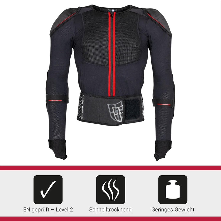 SUPER SHIELD Protektorenjacke, Rückenprotektor, Ellenbogenprotektoren & Schulterprotektoren, Level 2