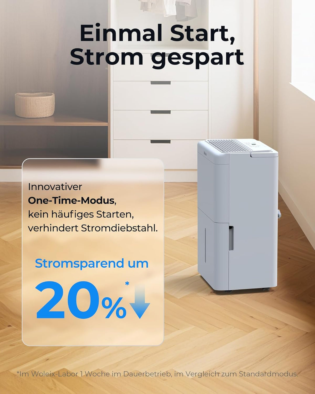 Woleix Luftentfeuchter elektrisch 30L, Entfeuchter elektrisch für Keller, Raumentfeuchter elektrisch