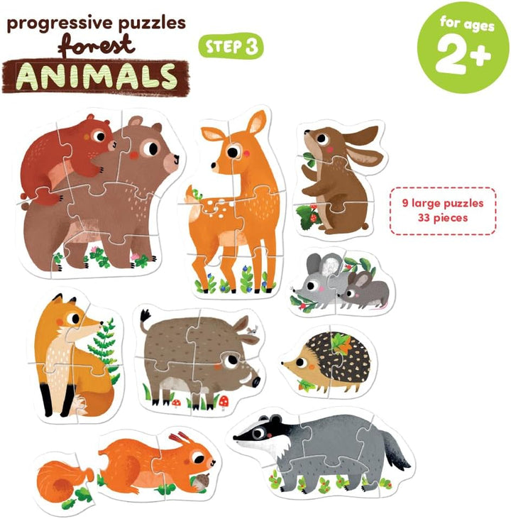 Banana Panda Progressive Puzzles Forest Animals für Kinder ab 2 Jahren - 33 Teile - Tiere - Kinderpu