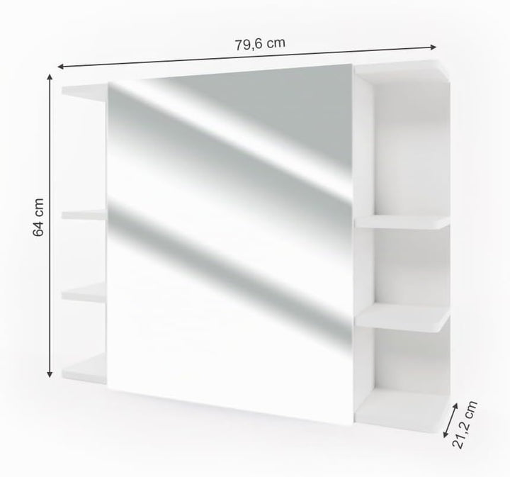 Vicco Bad Spiegelschrank Fynn, Weiss, 80 x 64 cm Weiss 80x64x21 cm, Weiss 80x64x21 cm