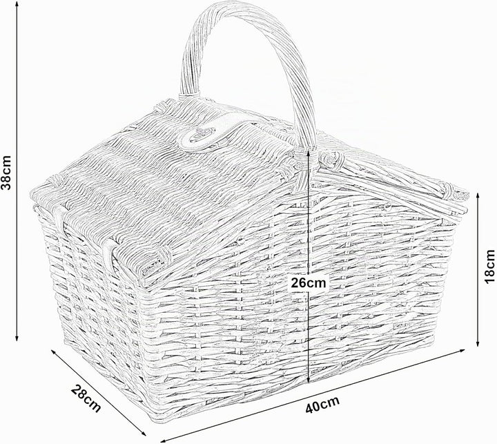 casa.pro Picknickkorb für 2 Personen Bucchianico Komplettset Weide Flechtkorb Picknick Set Geschirr