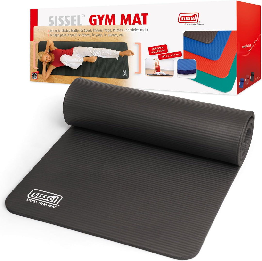 SISSEL® Gymnastikmatte 1,5cm | Hautfreundlich & Rutschfest | Optimale Dämpfung | Leicht Einrollbar |