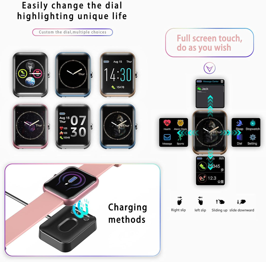 SUPBRO Smartwatch Fitness Armband Tracker 1,3" Herzfrequenzmessungen Schlafüberwachung Smartphone-Be