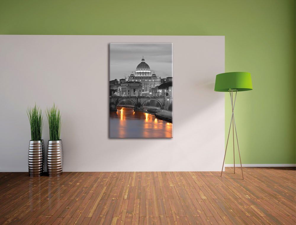 Pixxprint beleuchteter Petersdom am Abend als Leinwandbild/Grösse: 100x70 / Wandbild/Kunstdruck/fert