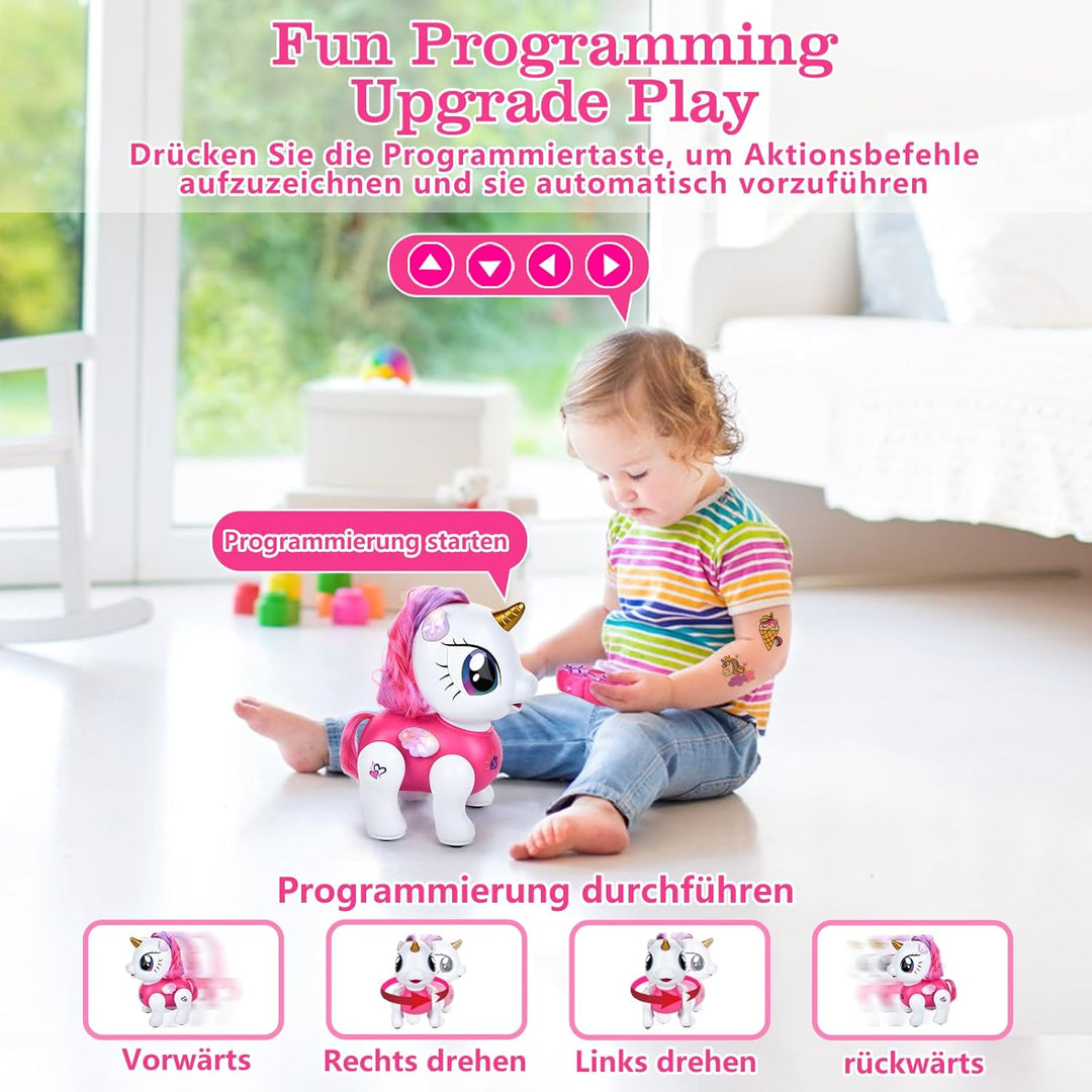 Einhorn Roboter für Mädchen, Ferngesteuertes Einhorn Roboter Spielzeug mit Tanz & Musik, Tonaufnahme