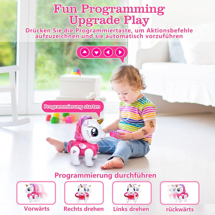 Einhorn Roboter für Mädchen, Ferngesteuertes Einhorn Roboter Spielzeug mit Tanz & Musik, Tonaufnahme