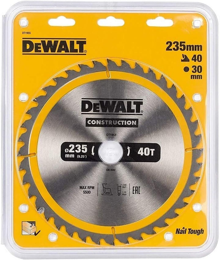 DeWalt Bau-Kreissägeblatt für Stationärsägen/Kreissägenblatt (235/30 mm 40WZ, universeller Einsatz u