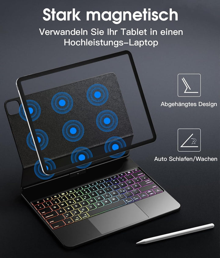 Vobafe für iPad Air 13 Zoll Hülle mit Tastatur M3 2025/M2 2024, Magic Keyboard für iPad Pro 12.9 6./