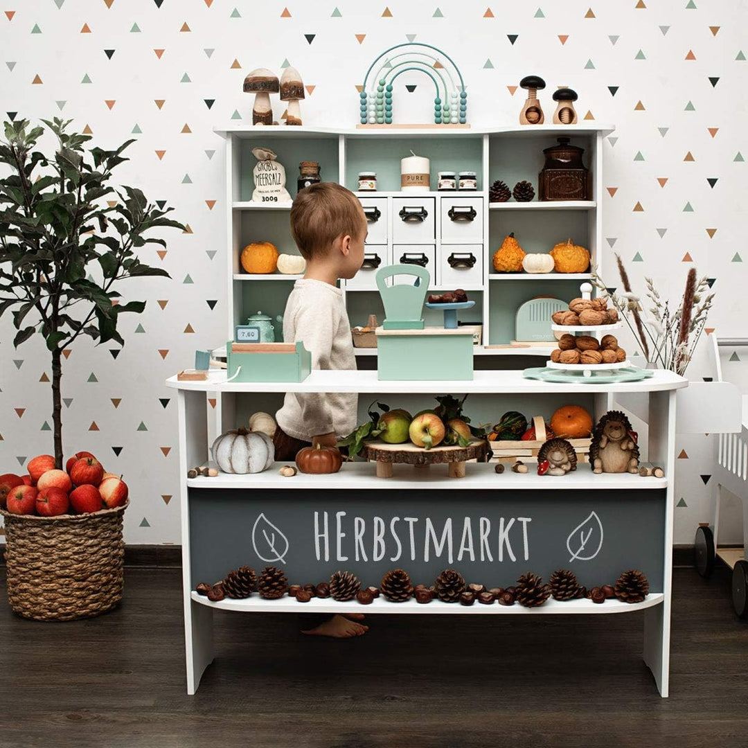 Roba Kaufladen Macaron Mint-Weiss aus Holz - Grosser Kaufmannsladen für Kinder - Marktstand