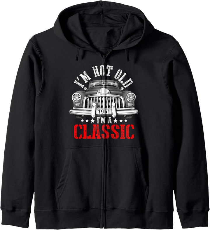 60. Geburtstag Lustig Geschenk Vintage 1961 Oldtimer Kapuzenjacke