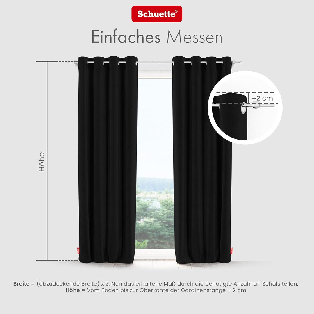 Schuette® Verdunkelungs-Vorhang Gardine mit Ösen ● Millenium Velvet: Black Swan (Schwarz) ● 135x210c