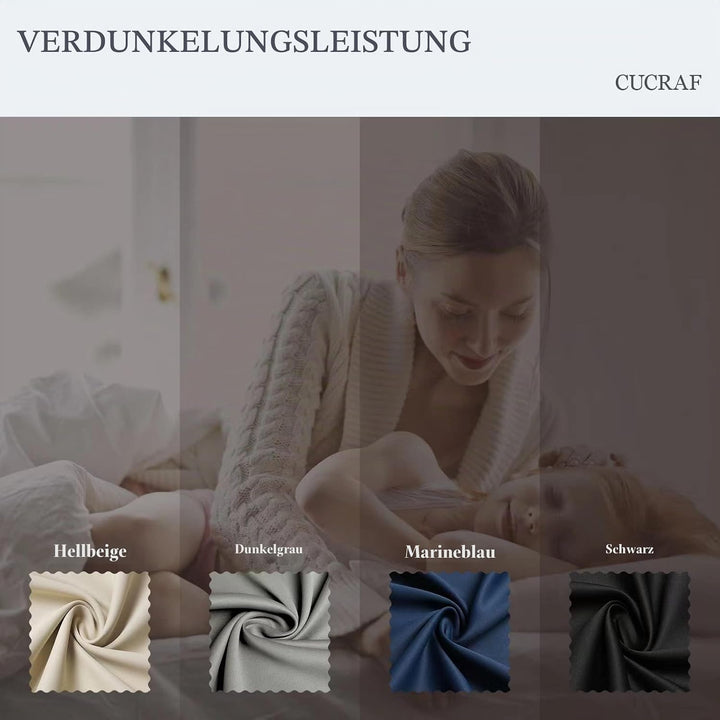 CUCRAF Verdunklungsvorhang Schwarz für Schlafzimmer, Kinderzimmer Gardinen Verdunkelung Thermovorhan