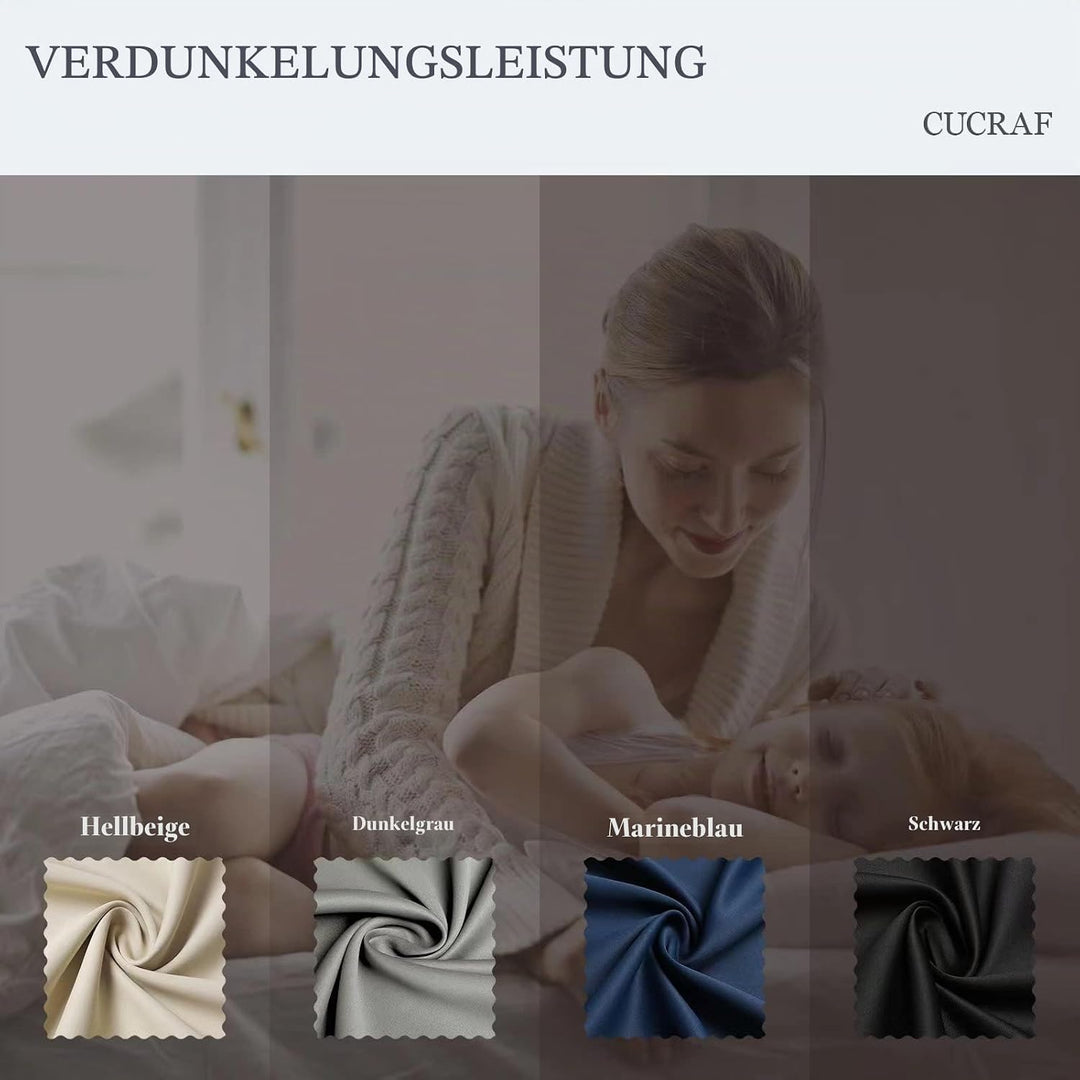 CUCRAF Verdunklungsvorhang Schwarz für Schlafzimmer, Kinderzimmer Gardinen Verdunkelung Thermovorhan