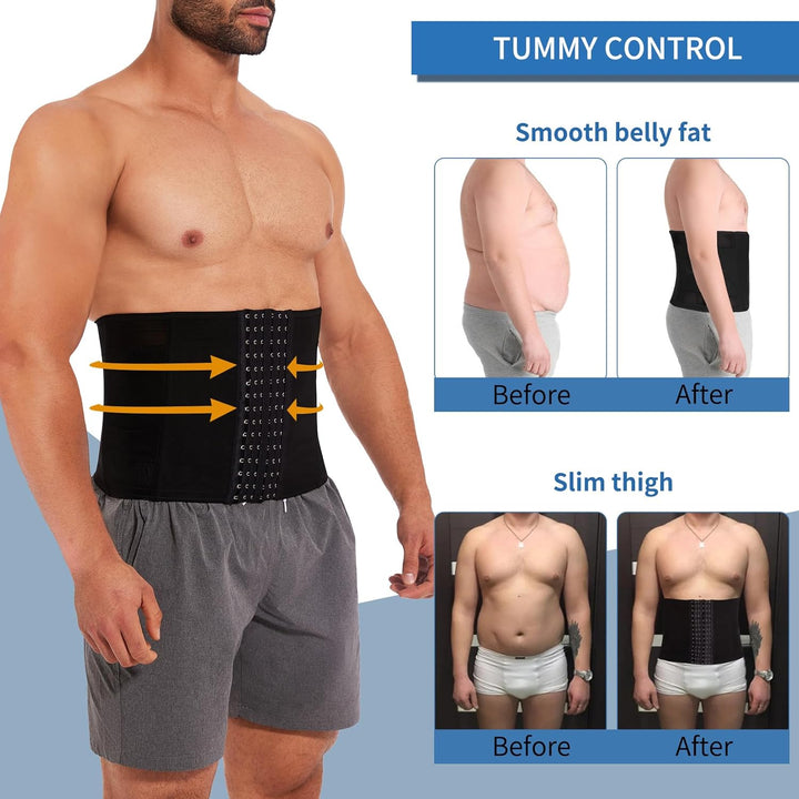 SLIMBELLE Herren Bauchweggürtel Fitnessgürtel Body Shaper Schwitzgürtel Taillenmieder Verstellbarer