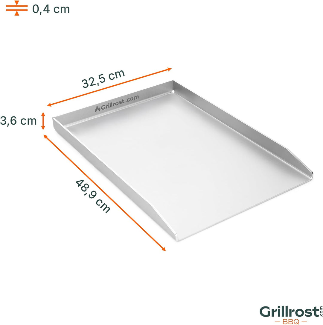 Grillrost.com Das Original Edelstahl Grillplatte | Plancha 49x32,5cm - passend für Weber Genesis I |
