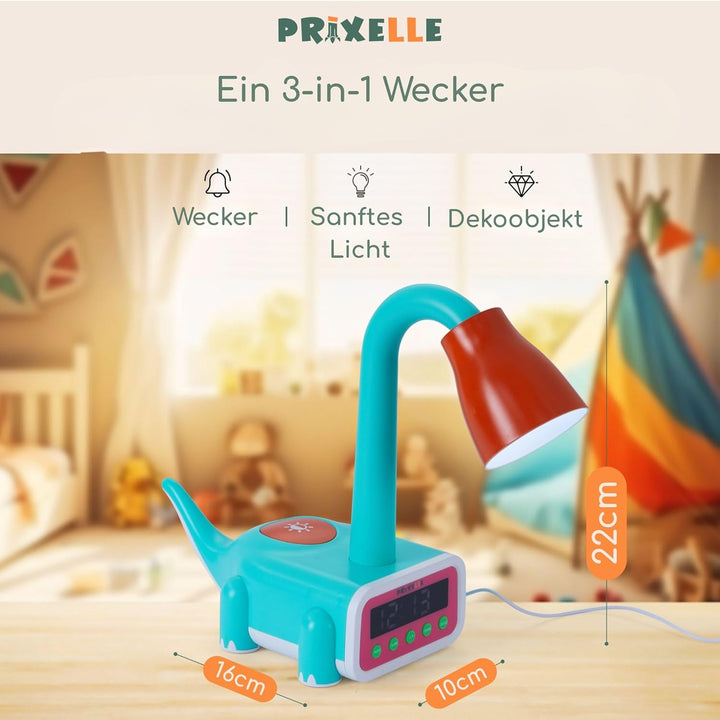 Kronosaur Wecker Kinder Dinosaurier 3 in 1 mit Nachtlicht und Mondwächter, Schönes Designobjekt das