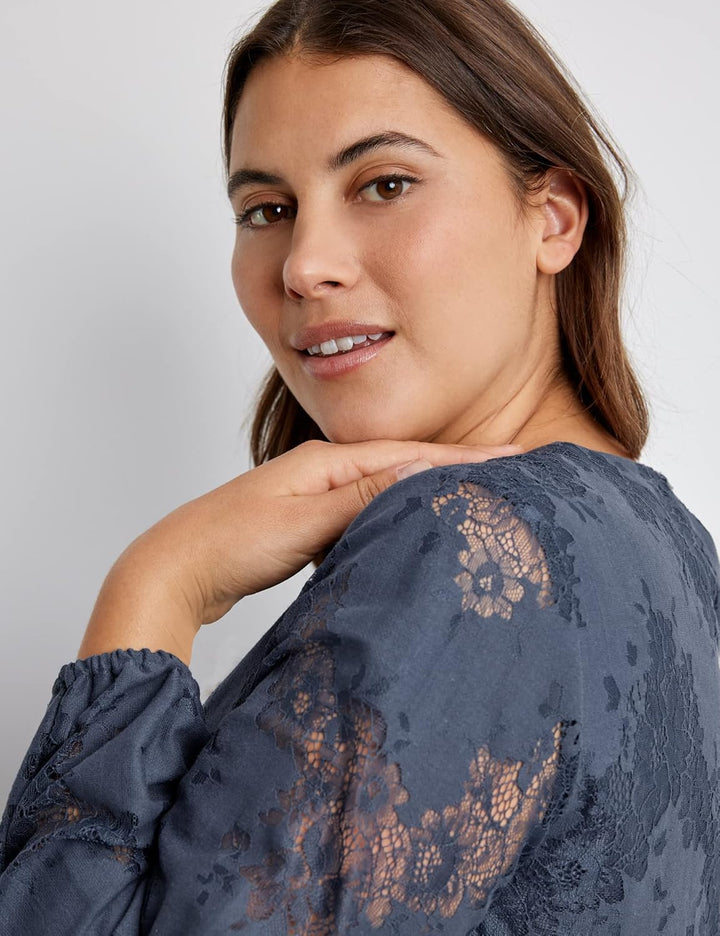 SAMOON Damen Pullover Turtle Kleid, Nordic Blue, 42