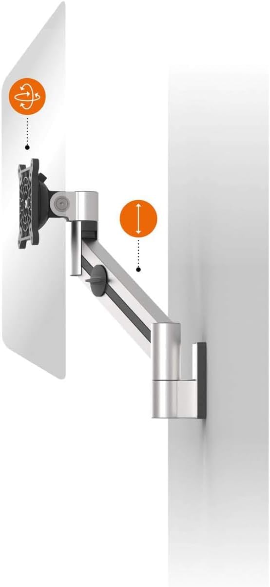 Durable Monitor Wandhalterung, flexibler Schwenkarm 360° drehbar, für VESA Bildschirme 21-27", silbe