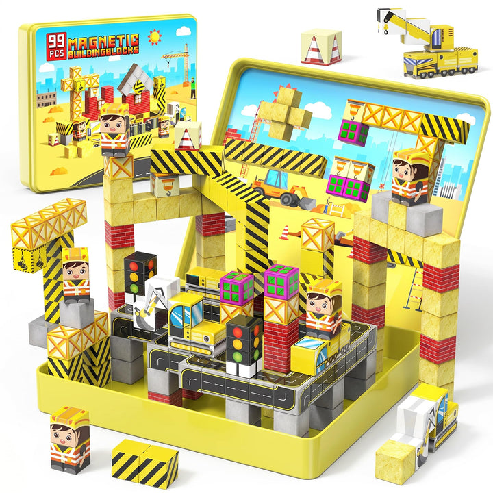 iKidiki Mini Magnetische Bausteine Reiseset 99 PCS, Reisespiele Kinder | Geschenk Junge 3-8 Jahre Be
