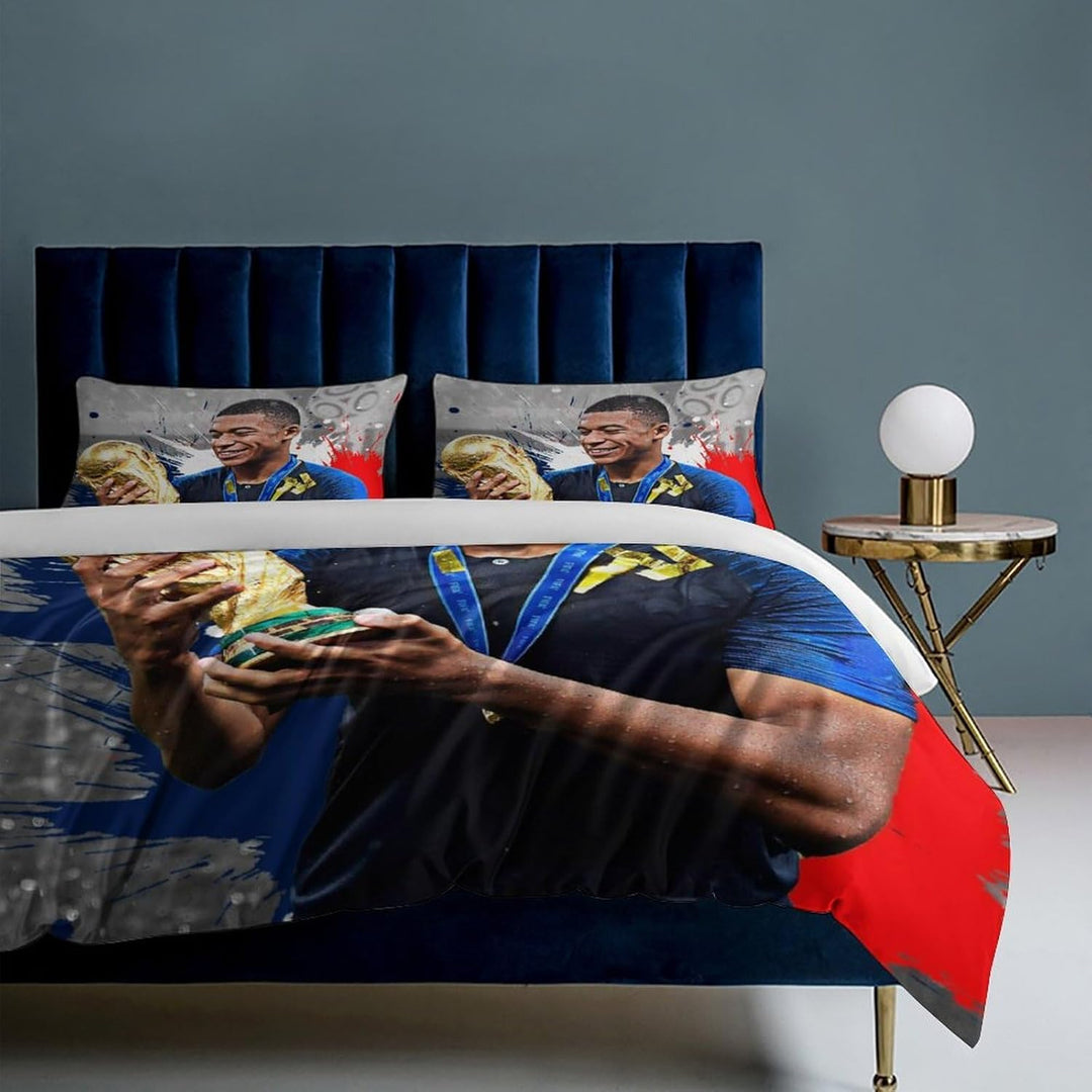 Fussball Star Bettwäsche 135x200 2-Teilig Mit Reissverschluss Microfaser Bettbezug Mit 80x80cm Kisse
