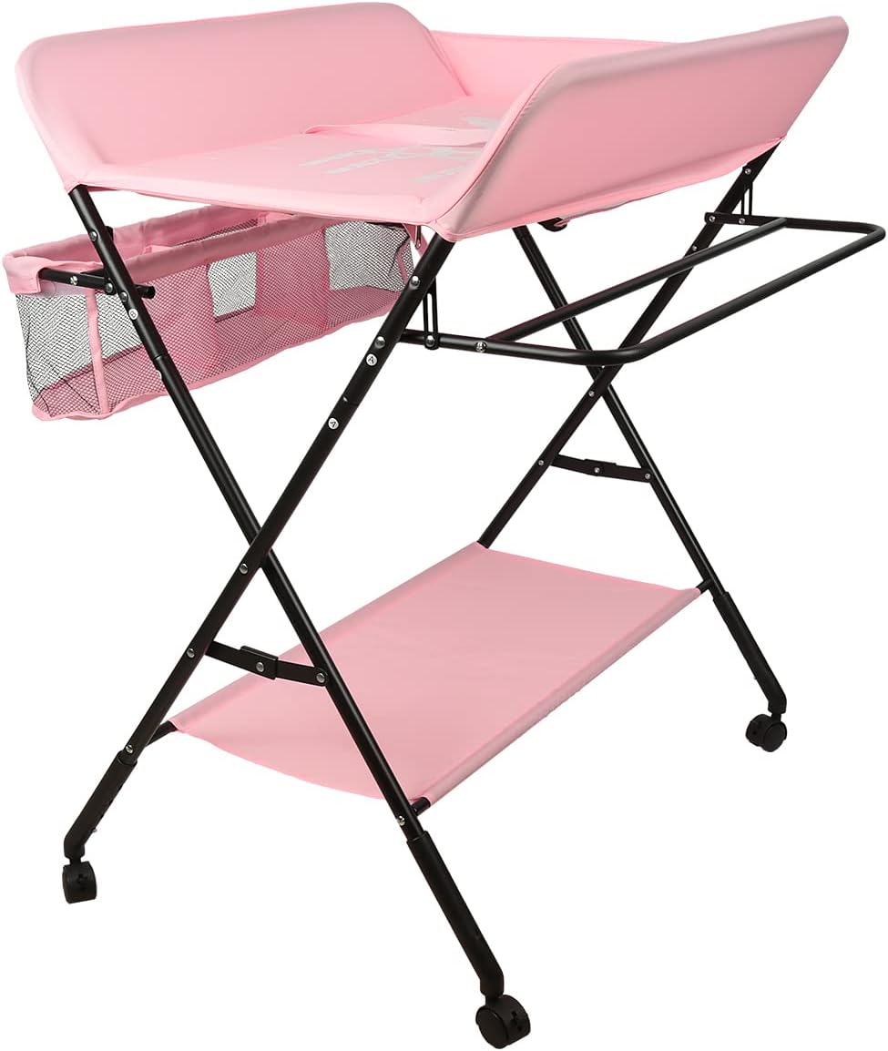 Kedia Baby Wickeltisch, Multifunktions-Wickelkommode, Babypflegetisch, Mobiler Wickeltisch mit Ablag