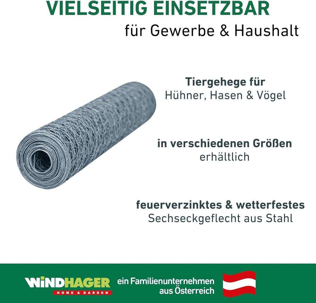 Windhager Kleintiergeflecht verzinkt, 1 x 10 m 10 x 1 m 25 mm, 10 x 1 m 25 mm