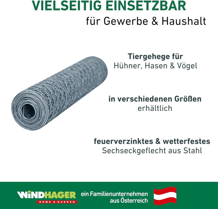 Windhager Kleintiergeflecht verzinkt, 1 x 10 m 10 x 1 m 25 mm, 10 x 1 m 25 mm