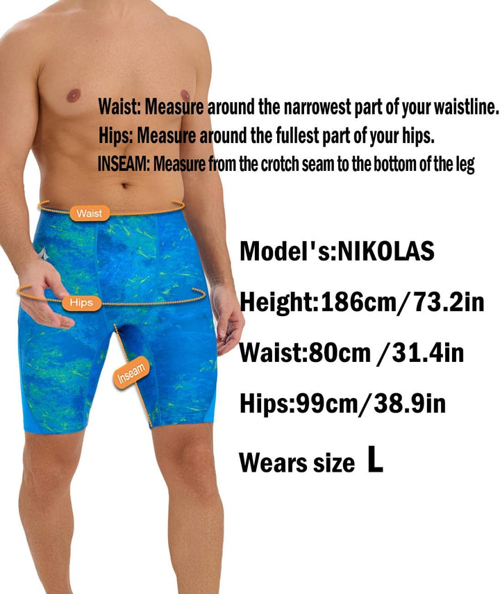 Herren Jammer Badehose Schnelltrocknende Schwimmhose mit V-Schnitt Training Wettkampf Badeanzug Blau