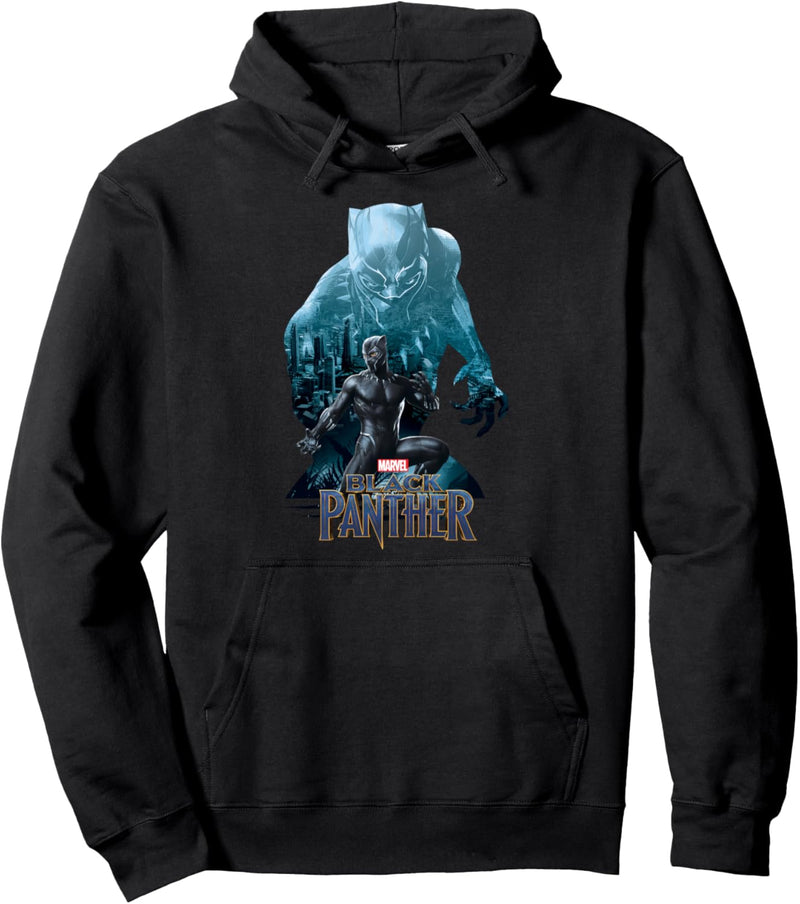 Marvel Black Panther Blue Hue Silhouette Fill Pullover Hoodie