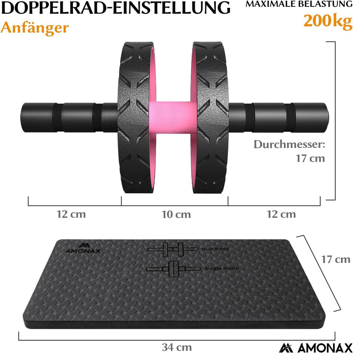 Amonax Bauchroller, bauchtrainer ab roller, bauchmuskeltrainer ab wheel set, mit Rutschfester, inkl.
