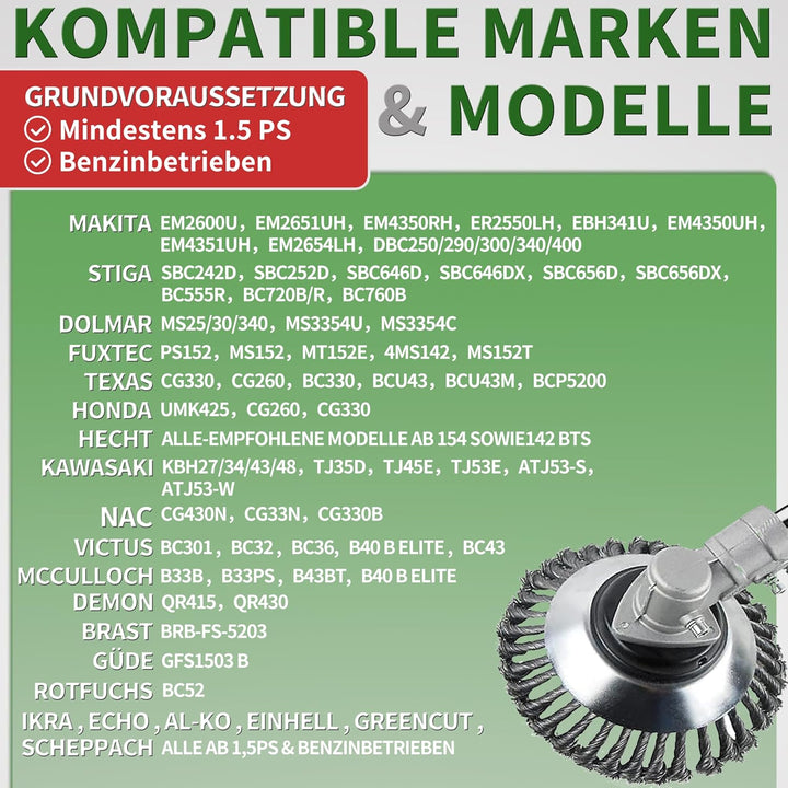 JKKLCC 200mm Unkrautbürste Freischneider mit 25.4mm Bohrung,Profi Trimmer Wildkrautbürste für Stihl