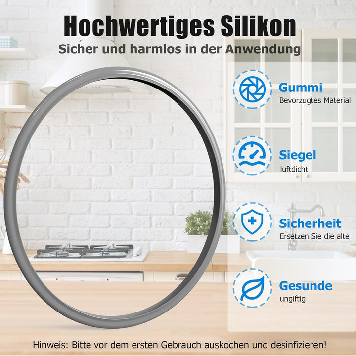 Ancable Schnellkochtopf Dichtungsring 22cm für WMF, 2 Stück Ersatzteil Dichtungsring für WMF und Sil