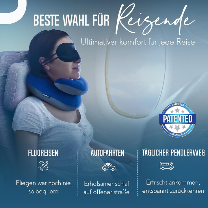 BCOZZY Nackenkissen Für Reisen, Bietet Doppelte Unterstützung Für Kopf, Nacken Und Kinn In Jeder Sch