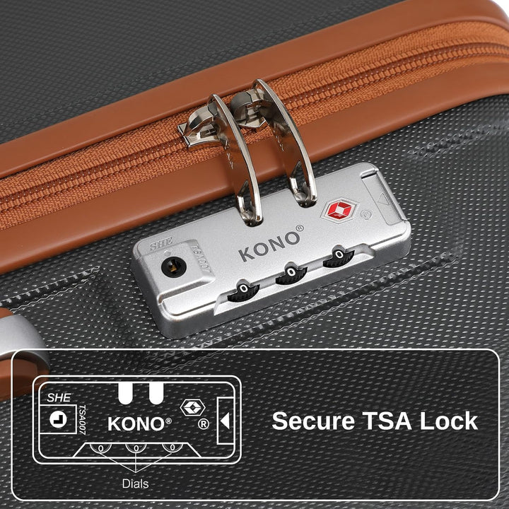 KONO Reisekoffer Set Gepäcksets 4 Teilig Kofferset, 55cm Handgepäck mit Beautycase Kosmetikkoffe mit