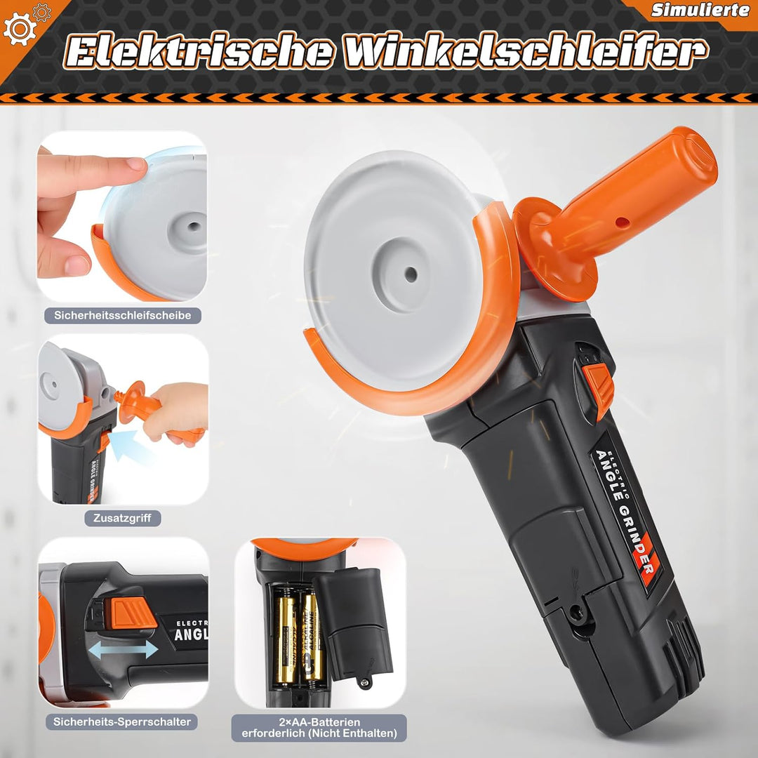 Vanplay Werkzeugkoffer Kinder Luxusmodell, Spielzeug Geschenk Junge Kinder ab 3、4、5 Jahren mit Elekt